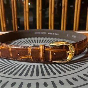 Lemie Genuine Leather Belt with Gold Buckle